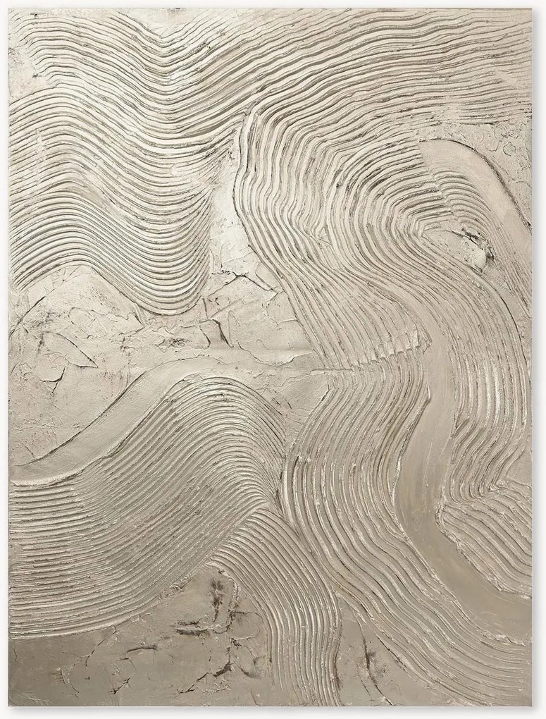 Quadro dipinto a mano argento metallizzato