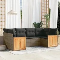 Set Divano da Giardino 6 pz con Cuscini Grigio in Polyrattan 3260345