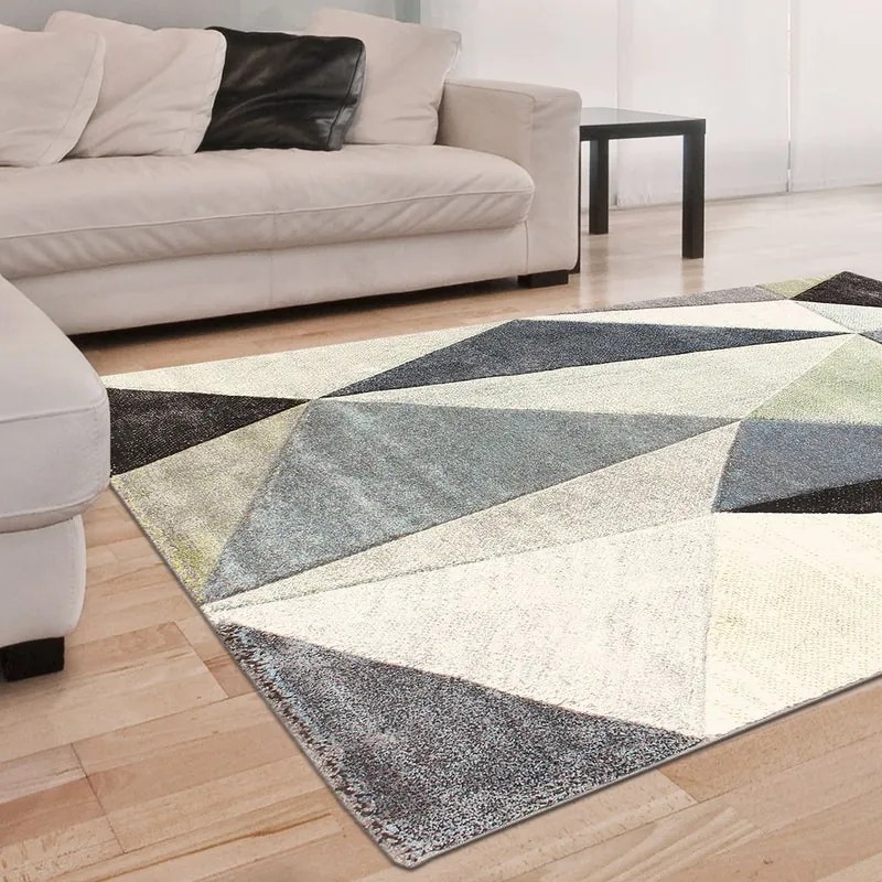 Tappeto Angles geometrico grigio, L 200 x L 57 cm