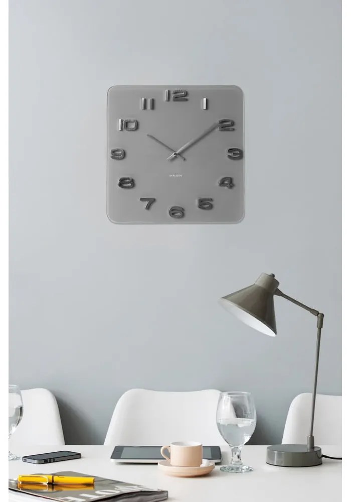 Orologio quadrato grigio in vetro vintage Present Time - Karlsson