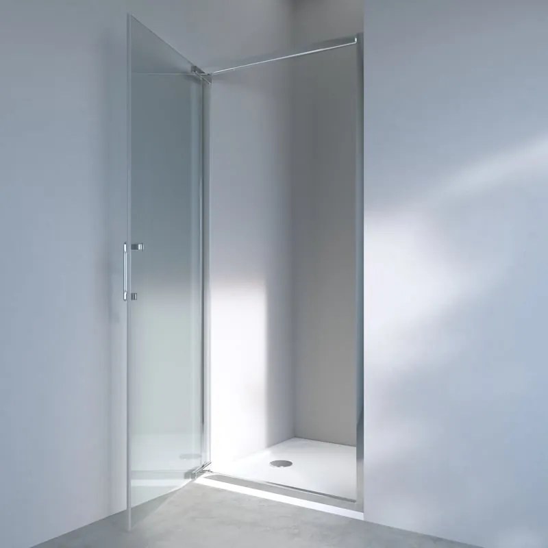 Porta doccia battente Easy L 100 x H 190cm, Sp. 6 mm in vetro vetro senza finitura / trasparente profilo cromo