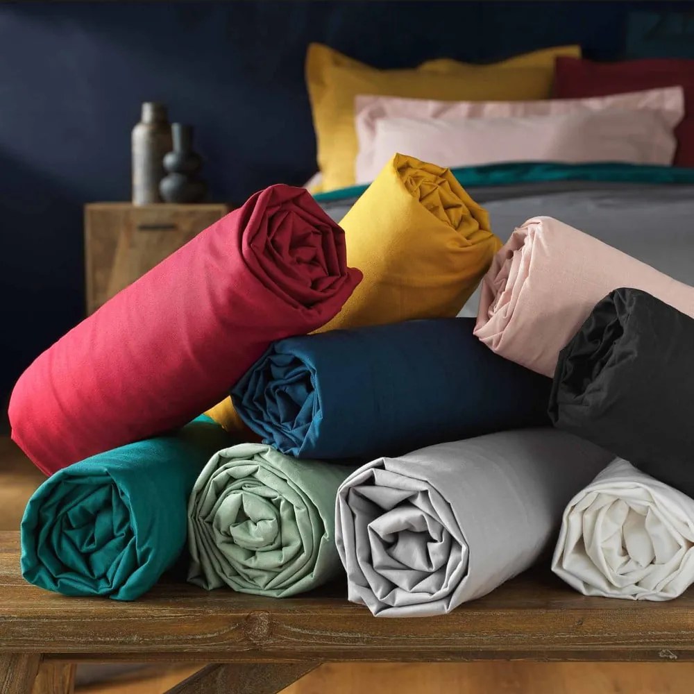 Lenzuolo con angoli verde chiaro in cotone 140x200 cm Lina - douceur d'intérieur