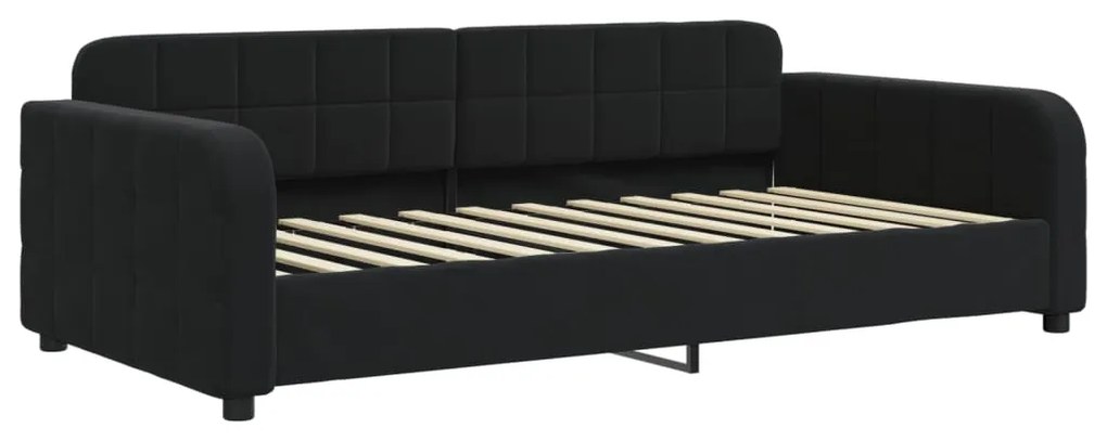 Divano letto estraibile con materassi nero 90x200 cm velluto