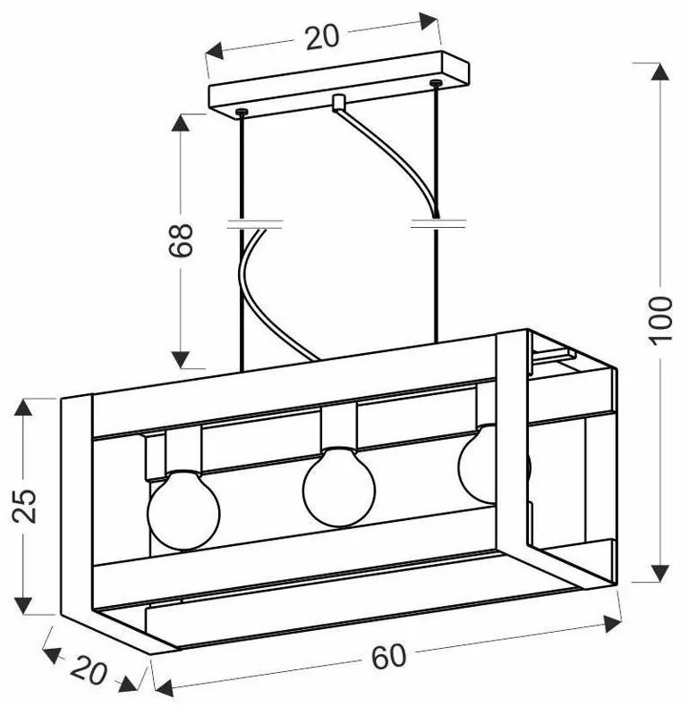 Lampada a sospensione nera 20x60 cm Varna - Candellux Lighting