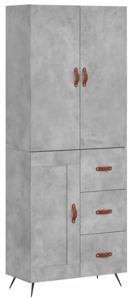 Credenza grigio cemento 69,5x34x180 cm in legno multistrato