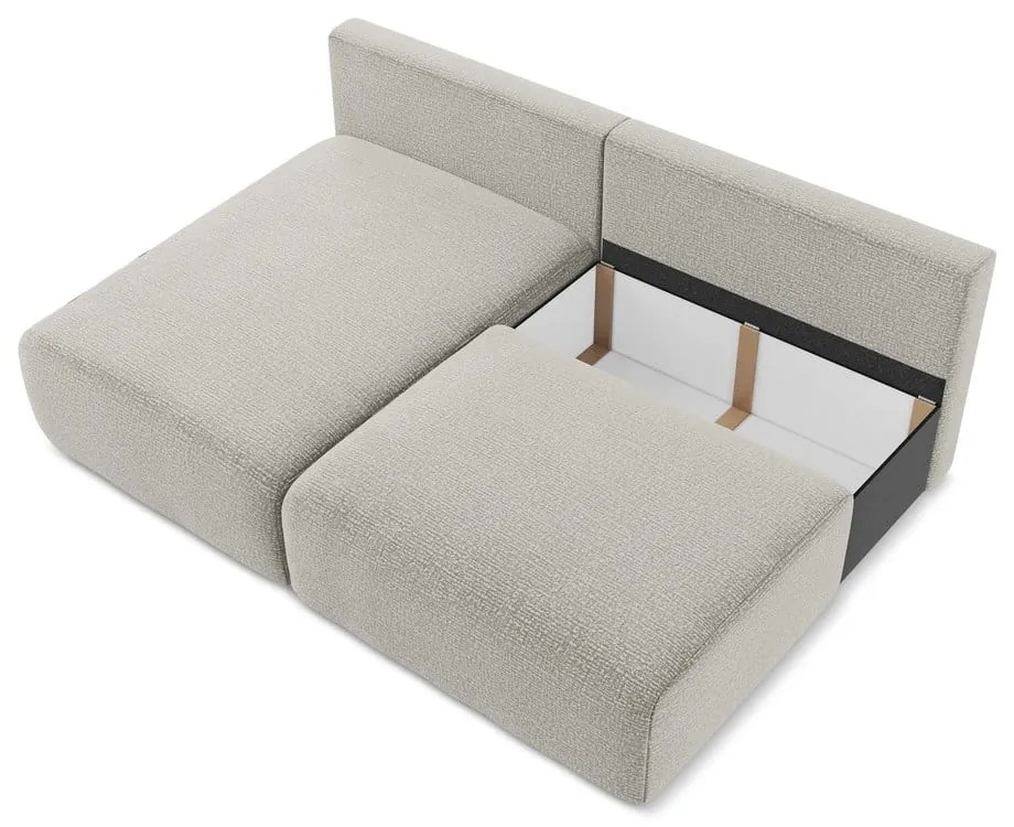 Divano angolare grigio chiaro allungabile/con contenitore (con penisola a sinistra) Kalena – Makamii