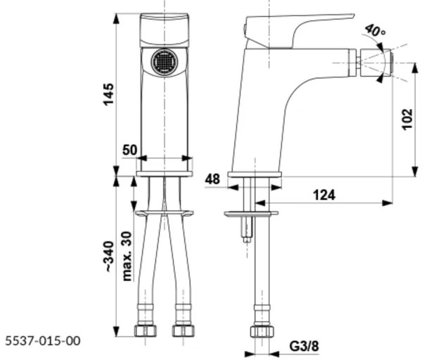 KFA Armatura 5537-015-81 - Rubinetto del bidet + scarico MOKAIT ottone/opaco nero