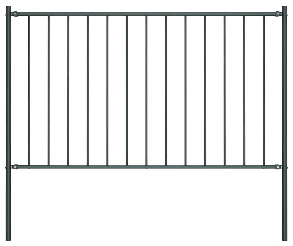 Pannello Recinzione E Pali Acciaio Verniciato 1,7x1m Antracite /
