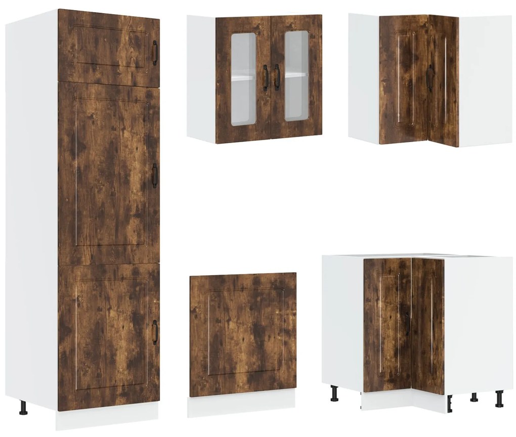 Mobile cucina ""kalmar"" con doppio lavello in rovere affumicato legno ingegnerizzato