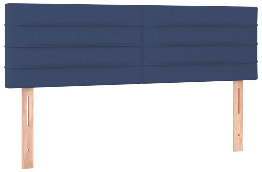 Letto a Molle con Materasso e LED Blu 140x190 cm in Tessuto