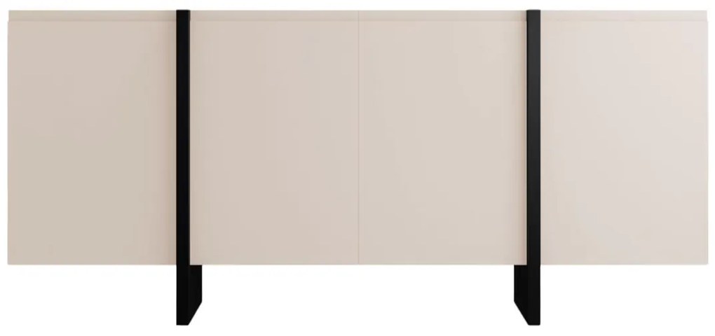 Credenza con 4 ante in MDF Beige e Nero - LUVONIA