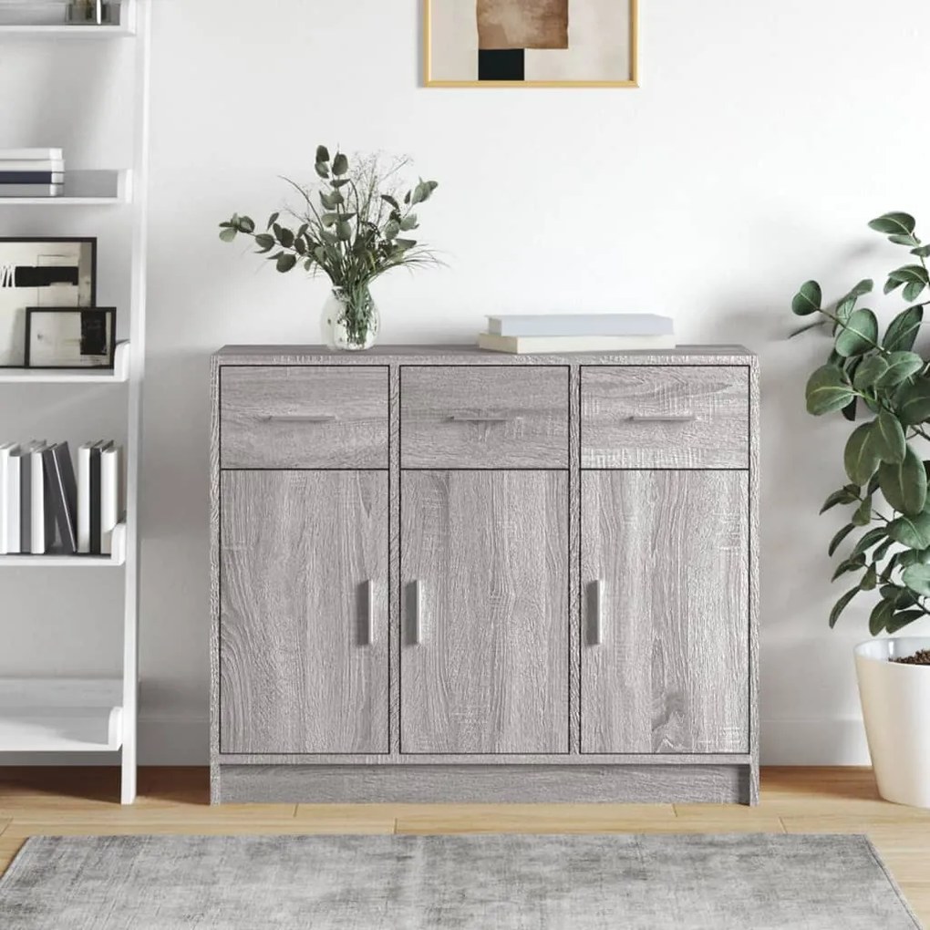 Credenza grigio sonoma 91x28x75 cm in legno multistrato