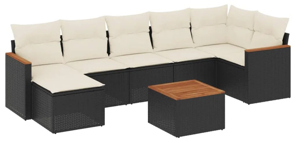 Set divani da giardino con cuscini 8 pz nero in polyrattan