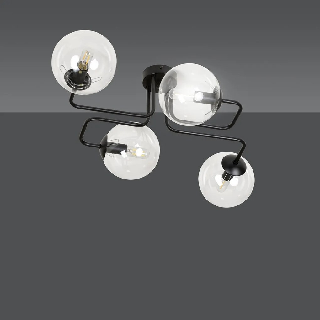 Lampadario da Soffitto BRENDI 4 in acciaio e vetro 4xE14