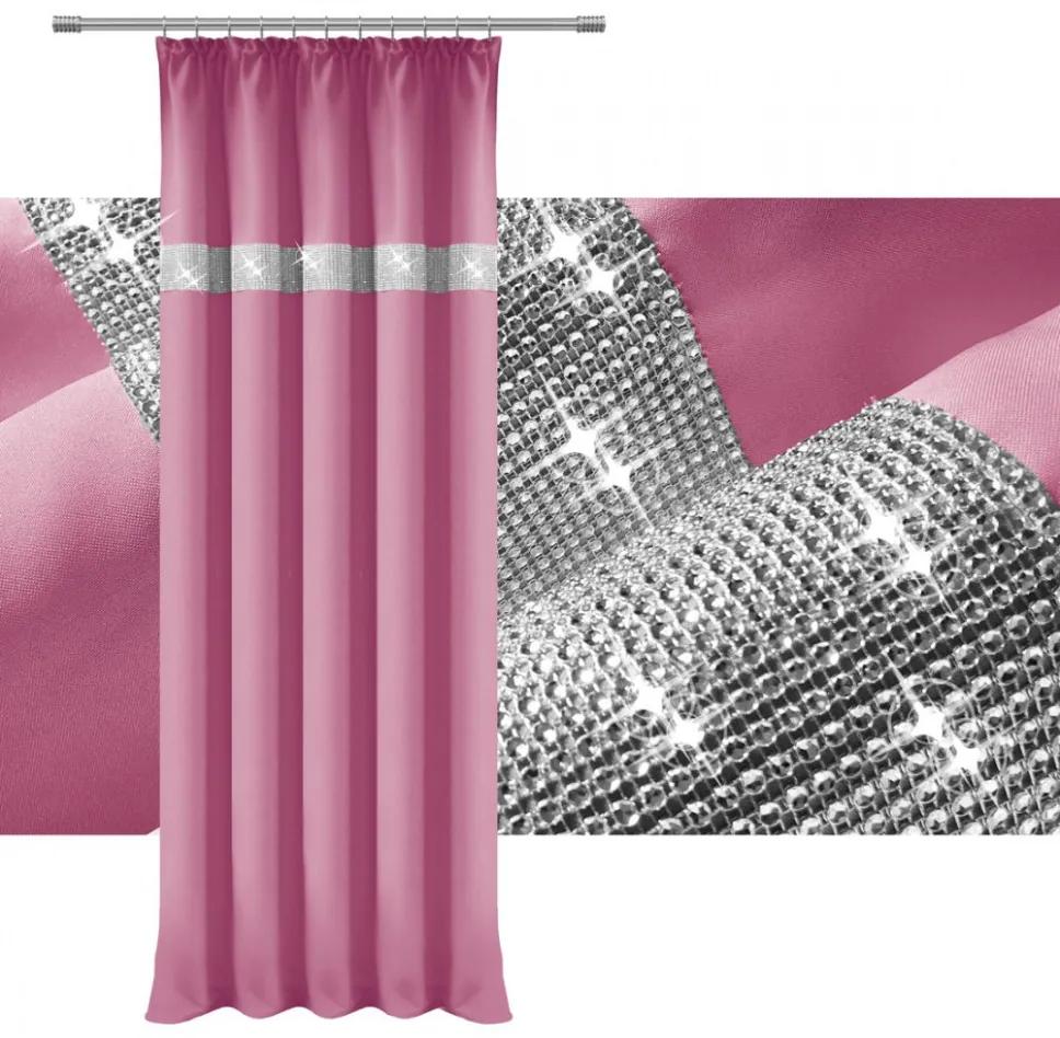 Tenda con nastro e zirconi 140x250 cm rosa