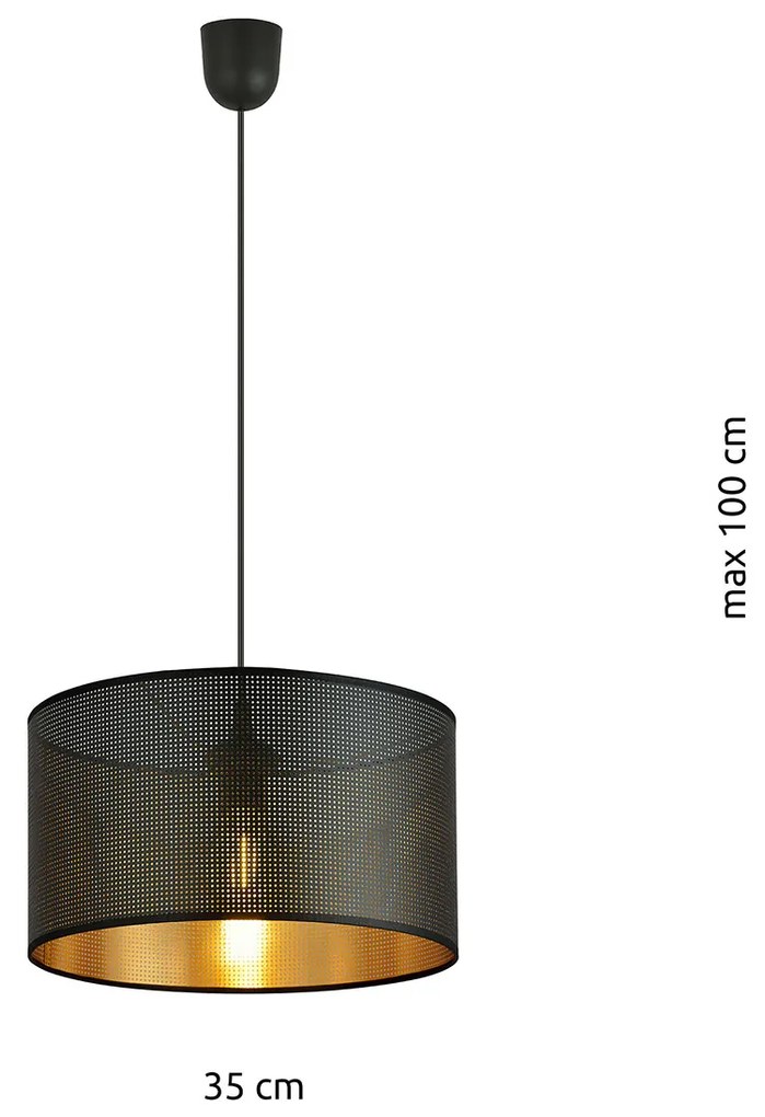 Sospensione Minimal 1 Luce Drago In Acciaio Nero E Oro