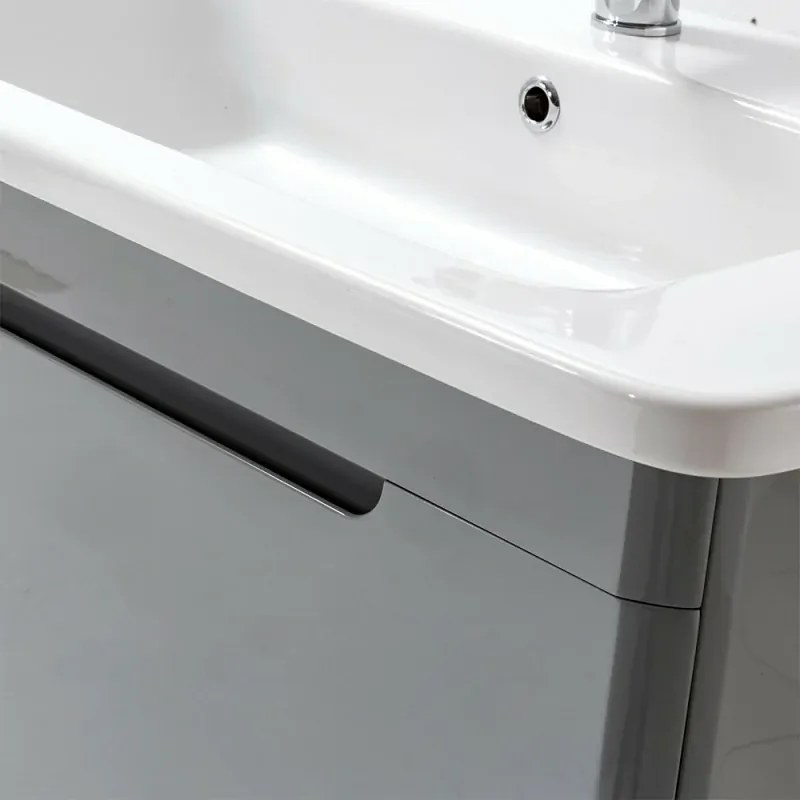Mobile bagno sospeso 80 cm grigio lucido con specchio 70x90 Stillo