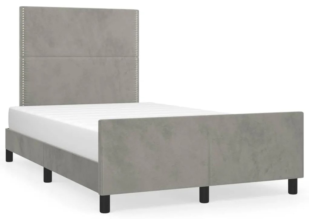 Giroletto Senza Materasso Grigio Chiaro 120x190 Cm Velluto /
