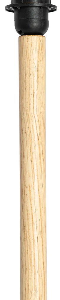 Lampada da terra in legno con paralume in velluto, motivo foglia e interno oro - Mels