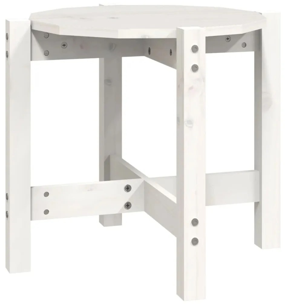 Tavolino da salotto bianco Ø 52,5x45 cm legno massello di pino