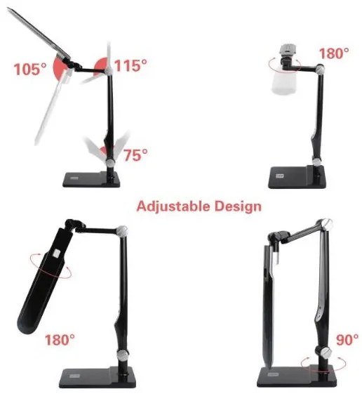 Lampada da tavolo led light02 nera 10w 6000k-3300k(touch&dimming) (ULTIMI DISPONIBILI - N°1)
