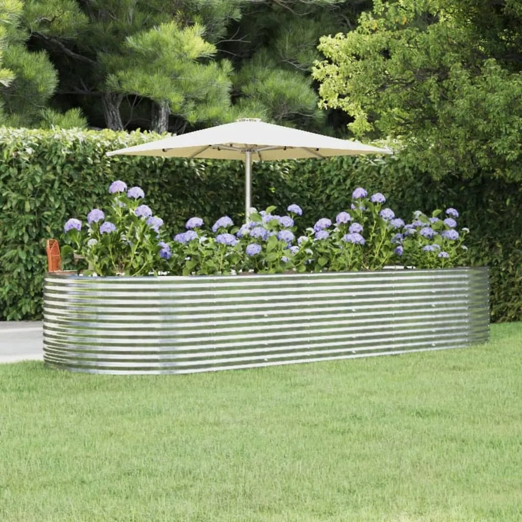 Letto Giardino Acciaio Verniciato Polvere 367x140x68 Cm Argento /