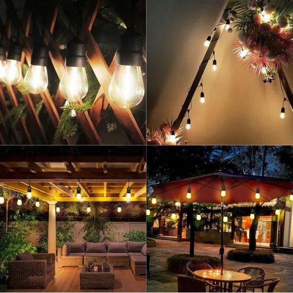 Catena luminosa decorativa LED per esterni 15xE27/1W/230V 15,94 m IP44 nera