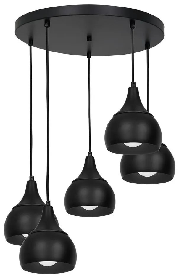 Lampadario su filo AKTAN 5xE27/60W/230V nero tondo