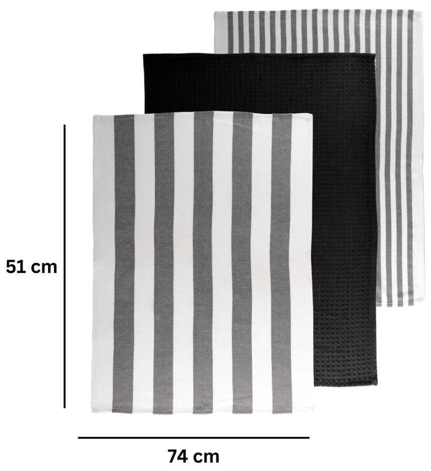 Set di strofinacci in cotone 3 pz 51x74 cm Marra – Tiseco Home Studio