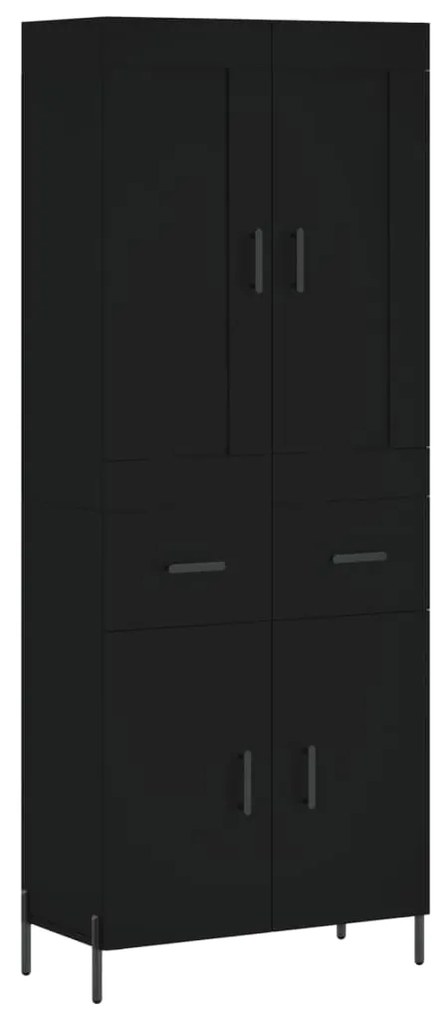 Credenza nera 69,5x34x180 cm in legno multistrato