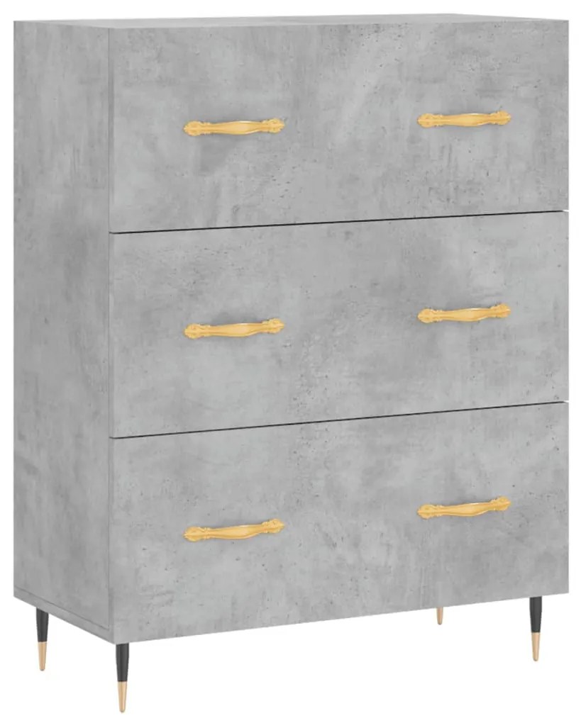 Credenza grigio cemento 69,5x34x90 cm in legno multistrato