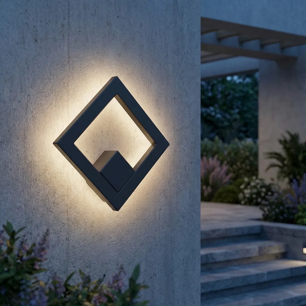 Applique LED da Esterno Quadrata 12W IP65 CCT con LED OSRAM - Antracite