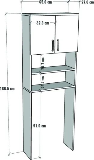 Mobile Coprilavatrice A Colonna 2 Ante 2 Vani 65x27x185 Window Rovere