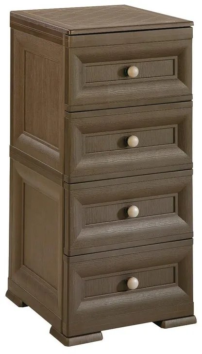 Cassettiera a colonna 4 cassetti, L 47 x P 40 x H 85.5 cm beige e