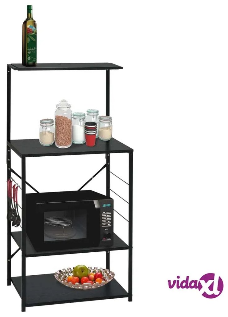 vidaXL Mobile per Microonde Nero 60x39,6x123 cm Legno Multistrato
