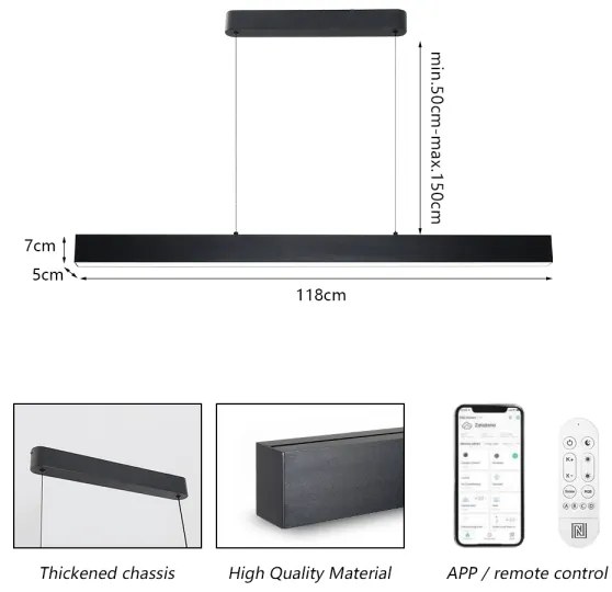 Brilagi - Lampadario LED dimmerabile SLEEKLINE SMART LED/40W/230V Wi-Fi Tuya black+RC