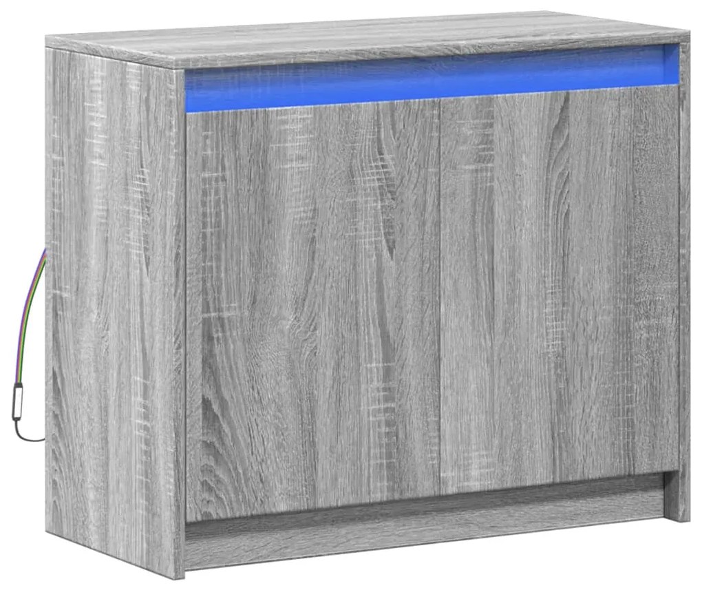 Credenza con led grigio sonoma 72x34x61 cm in legno multistrato