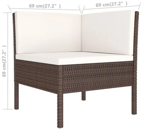 Set Divani da Giardino 12 pz con Cuscini in Polyrattan Marrone