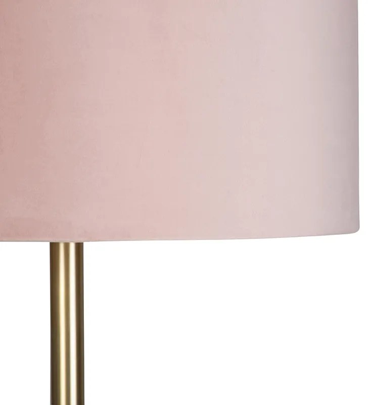 Lampada da terra ottone paralume rosa 40cm - SIMPLO