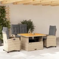 Set da Pranzo da Giardino 4 pz con Cuscini Beige in Polyrattancod mxl 114383