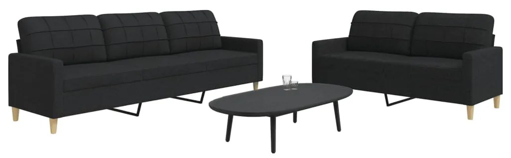 Set Di Divani 2 Pz Nero İn Tessuto /