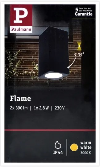 Paulmann 94328 - 2xLED/2,8W IP44 Applique da esterno FLAME 230V antracite