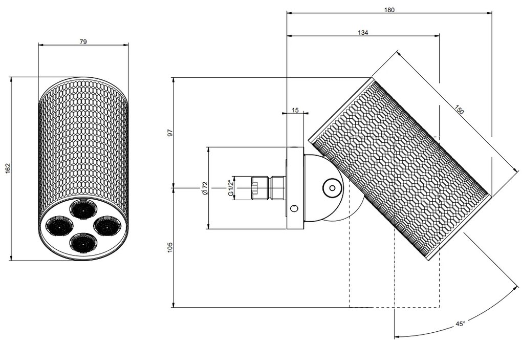 Soffione anticalcare doccia a parete orientabile funzione multi spray steel brushed 239 meccanica spotwater 57221 gessi