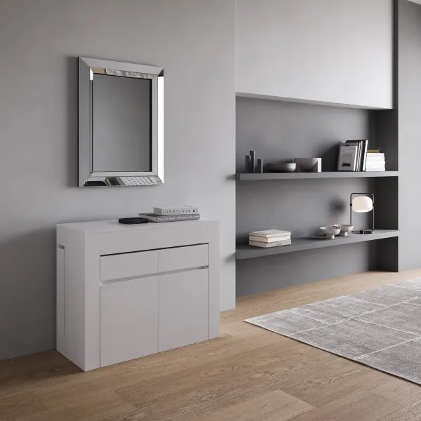 Consolle con doppia panca allungabile a 302 cm ELIA Bianco Frassino