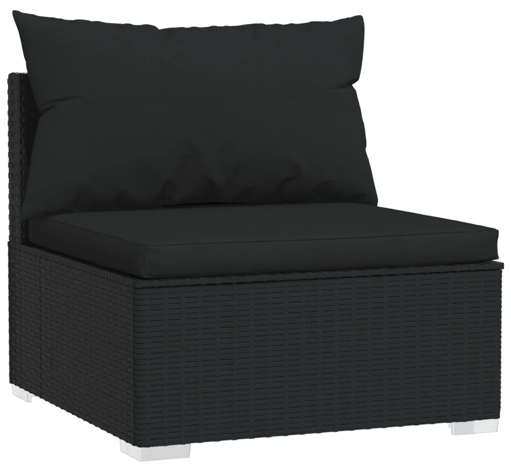 Set Divani da Giardino 8 pz con Cuscini in Polyrattan Nero