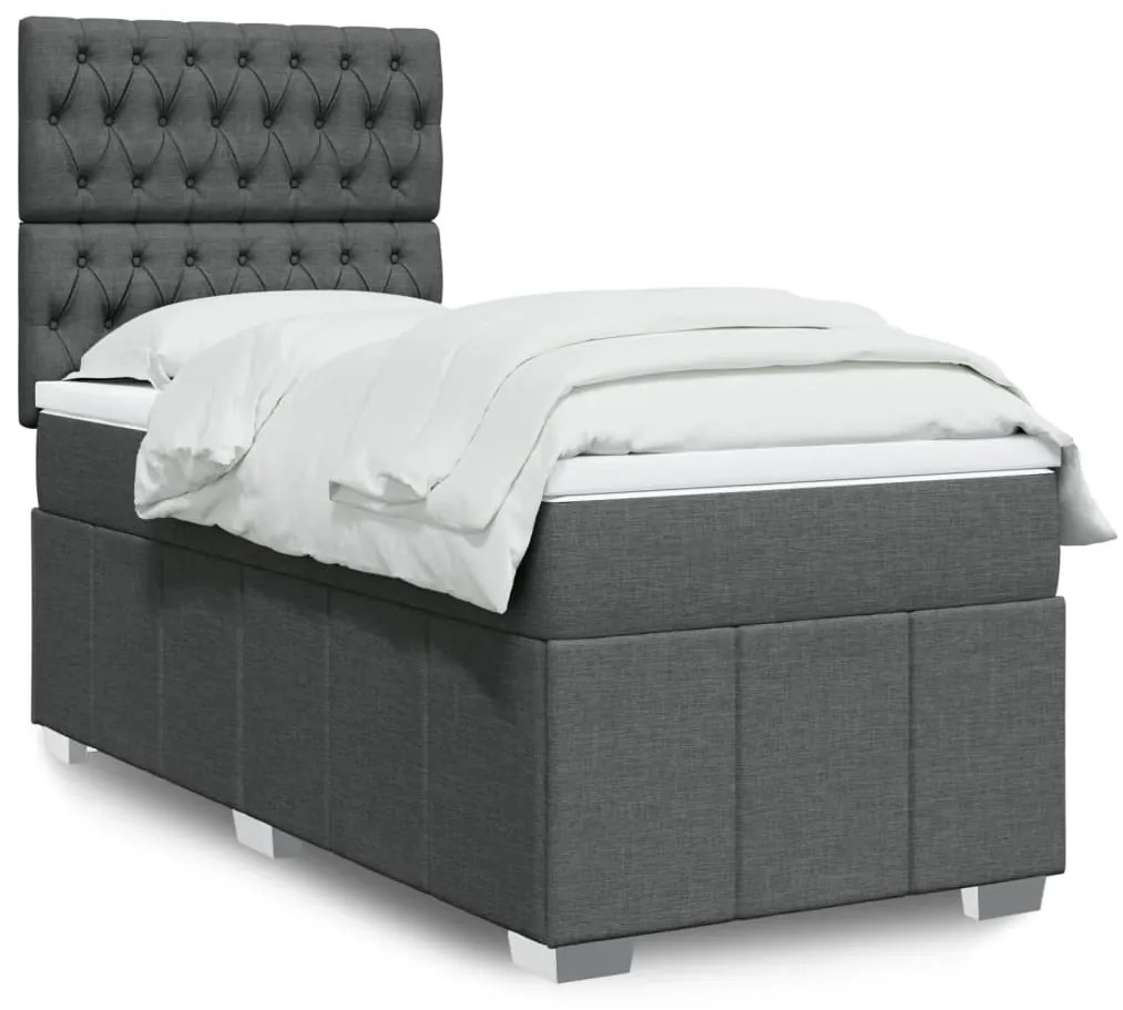 Giroletto A Molle Con Materasso Grigio Scuro 100x200 Cm Tessuto /