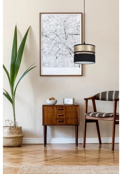 Lampadario a sospensione con filo LIMA 1xE27/60W/230V oro/nero