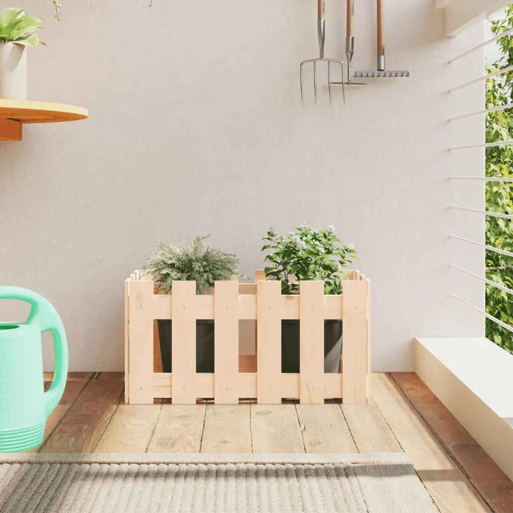 Fioriera Giardino Design A Recinzione 60x30x30 Cm Massello Pino /