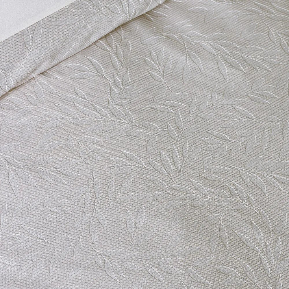 Set copripiumino e federa greige in jacquard per letto matrimoniale e per letto esteso 230x220 cm Corded Leaves – Catherine Lansfield