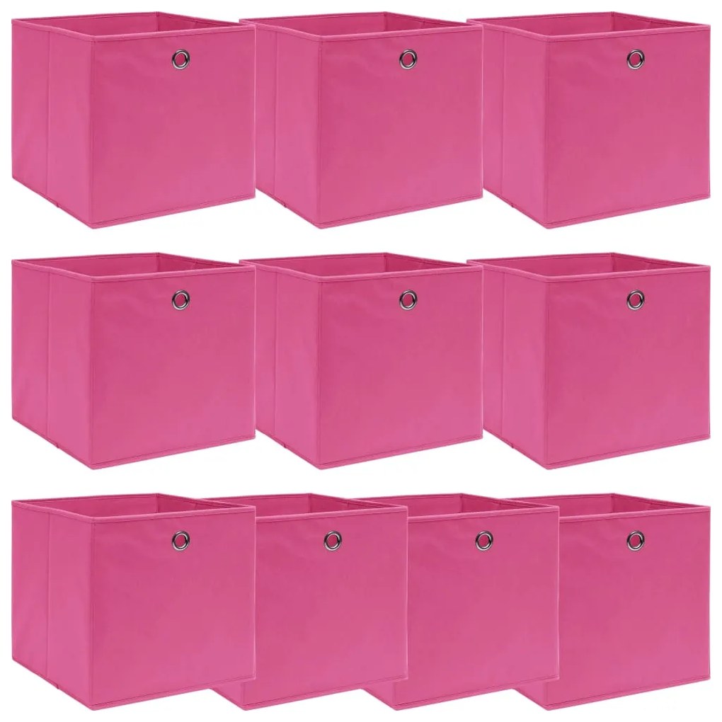 Scatole Portaoggetti 10 Pz Rosa 32x32x32 Cm Tessuto /